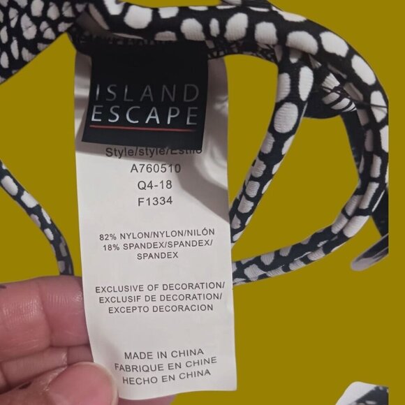 Island Escape Reeves Printed Palissades Strappy Back Tankini Top blk/wht Size 8 - Picture 5 of 9